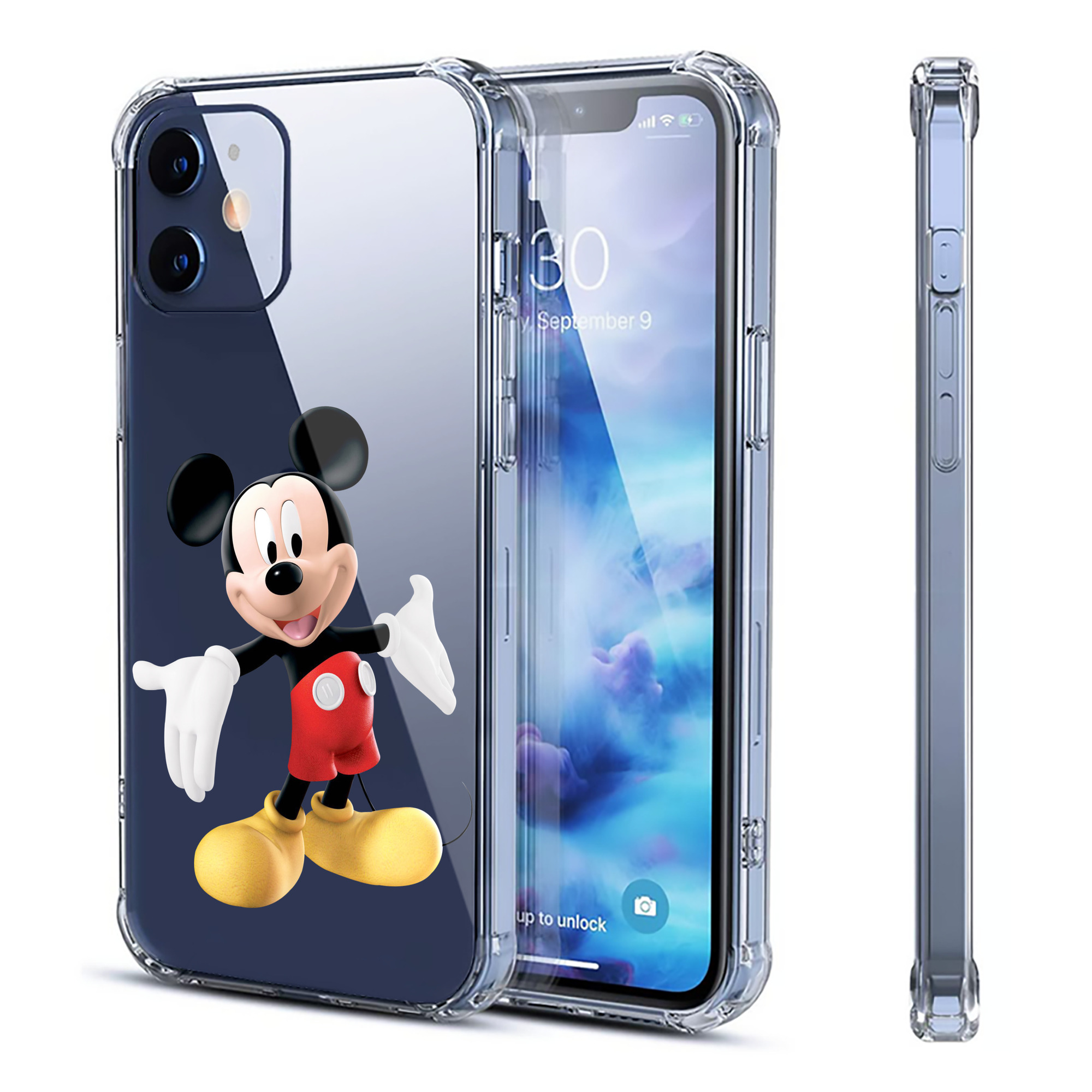 （画像用） ミッキーマウス Mickey Mouse 【iPhone 12シリーズ対応】透明スマホケース（クリアソフトケース）